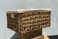 Rectangular brown tight weave basket