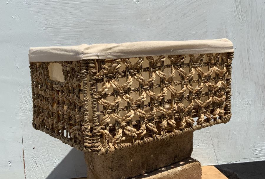 Rectangular brown tight weave basket