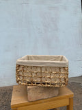 Rectangular tan wide weave basket