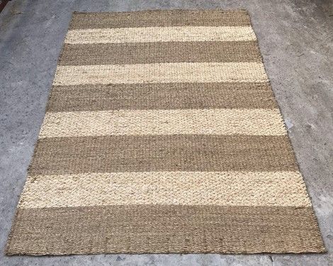Brown and tan wide striped area rug