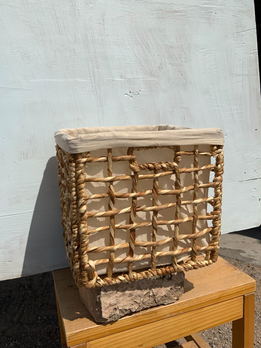 Square tan wide weave basket