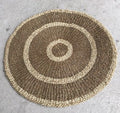 Brown and tan round rug