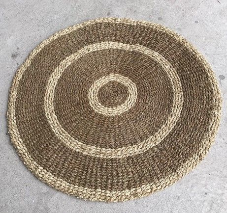 Brown and tan round rug